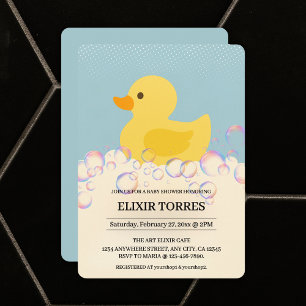 Invitation Baby shower en caoutchouc Ducky Bubbles