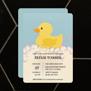 Invitation Baby shower en caoutchouc Ducky Bubbles