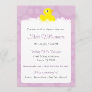 Invitation Baby shower en caoutchouc - Lilac