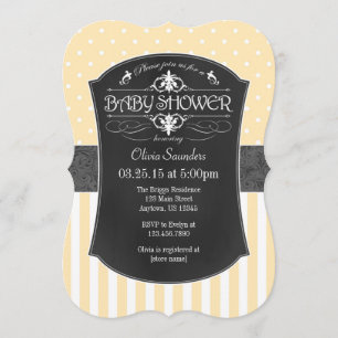 Invitation Baby shower en croûte gris ivoire