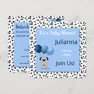 Invitation Baby shower en Dalmatie bleue