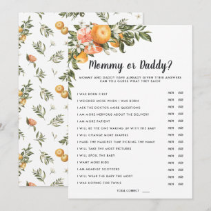 Invitation Baby Shower En Fleur   Jeu Maman ou Papa