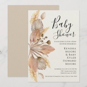 Invitation Baby shower en laiton Boho Pompas