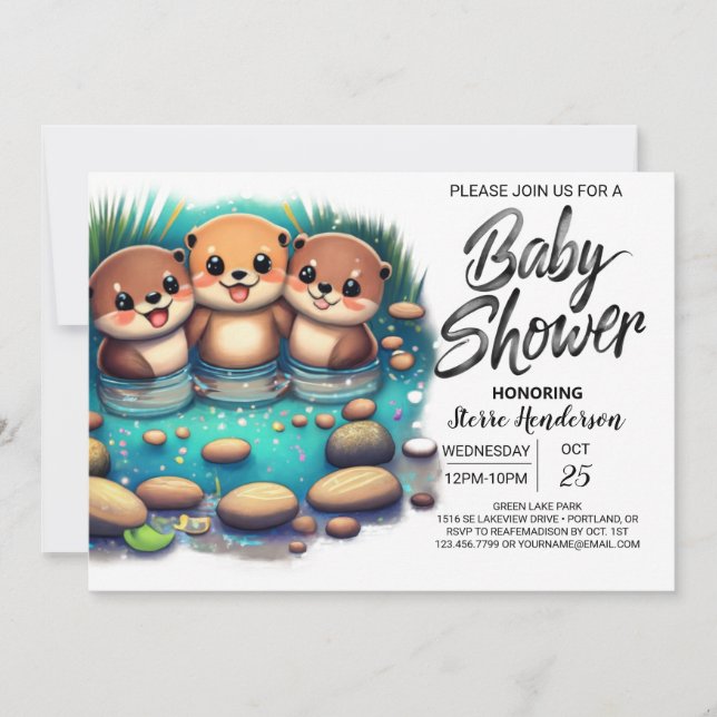 Invitation Baby shower en ligne Cute Otter (Devant)
