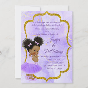 Invitation Baby shower en marbre Princess Lavender Baby