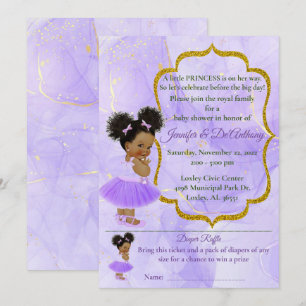 Invitation Baby shower en marbre Princess Lavender Baby