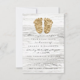 Invitation Baby shower en or gris Pieds bois Rustique Garçon