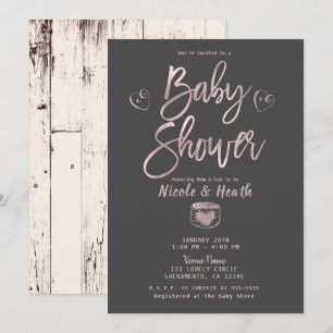 Invitation Baby shower en or rose rose rose rose rose Rose de