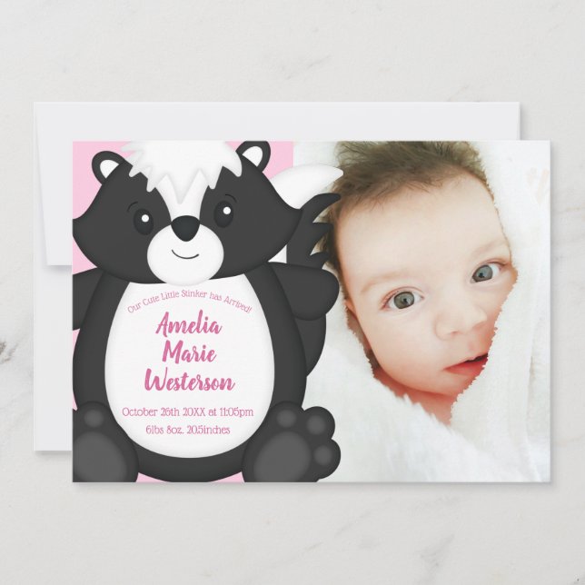 Invitation Baby shower en peau rose (Devant)