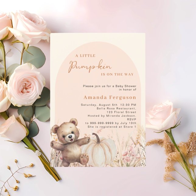 Invitation Baby shower en peluche fleur sauvage citrouille (Créateur téléchargé)