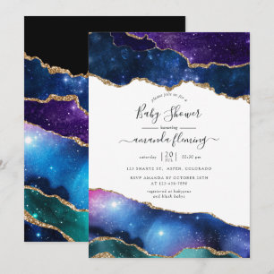 Invitation Baby shower en pierre de taille Galaxy Agate