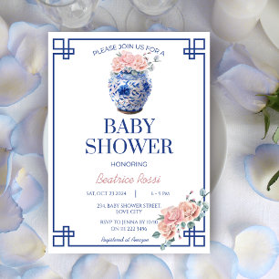Invitation Baby shower en pot de gingembre de la Chinoiserie 