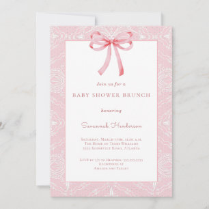 Invitation Baby shower en ruban en dentelle rose