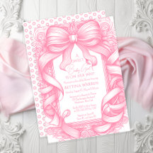Baby shower en ruban rose Coquette Bow Toile de Jo