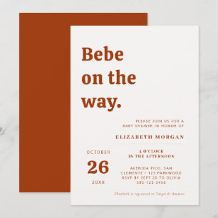 Invitation Baby shower en terre cuite Boho Neutre Sexe Simple