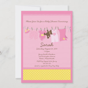 Invitation Baby shower en tissu rose