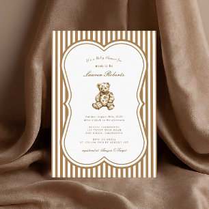 Invitation Baby shower en toile de l'ours vintage