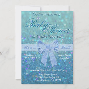 Invitation Baby shower en Turquoise et bleu