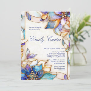 Invitation Baby shower en verre peint Pastel
