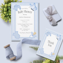 Baby shower En vichy garçon bleu blanc