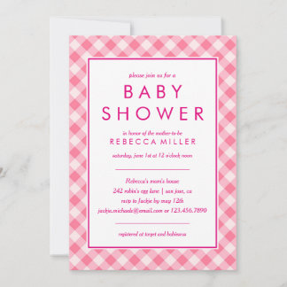 Invitation Baby shower | En vichy rose