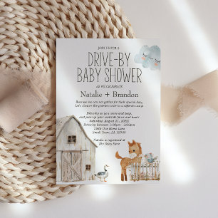 Invitation Baby Shower en voiture pour les Animaux de la Peti
