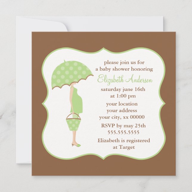 Invitation Baby shower enceinte de neutre de maman de bonbon (Devant)