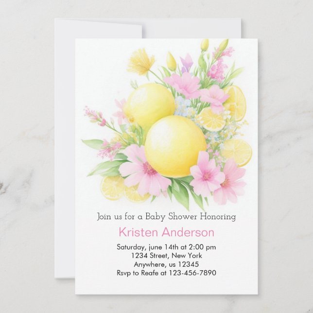 Invitation Baby shower enchanté Lemon Grove Dreamy Girl (Devant)