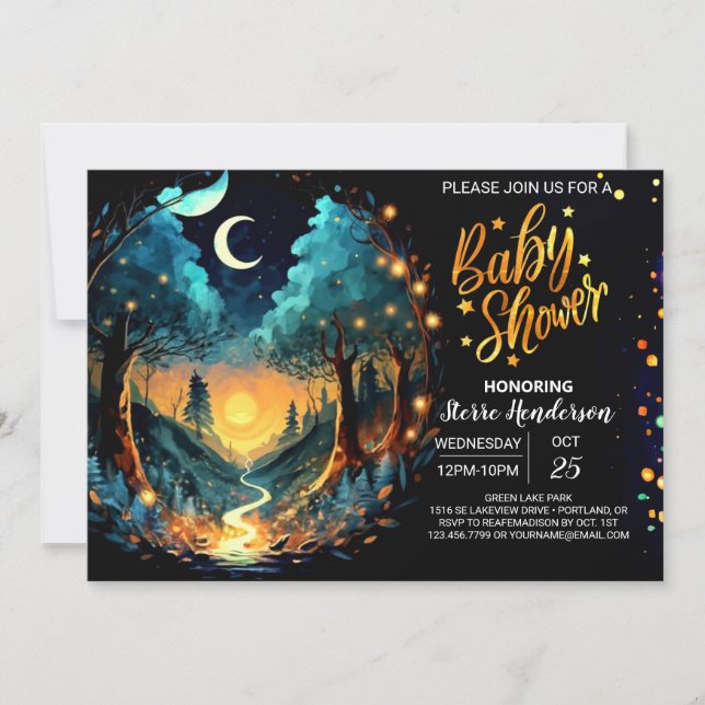 Invitation Baby shower enchanté mystique (Devant)