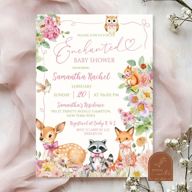 Invitation Baby shower Enchanted Forest Deer Girl (Créateur téléchargé)