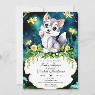 Invitation Baby shower Enchanted Forest Wolf