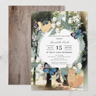 Invitation Baby shower Enchanted Forest Woodland Animaux