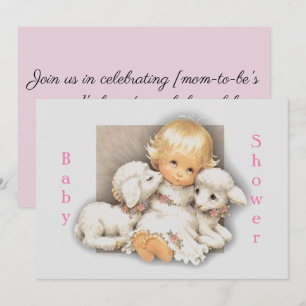 Invitation  Baby shower Enfant avec agneaux   