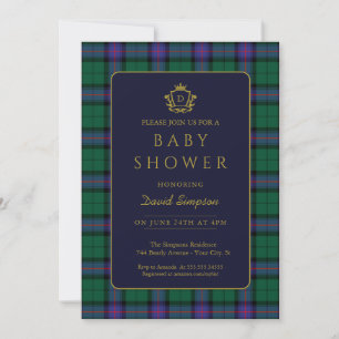 Invitation Baby shower équestre classique Preppy Charm Plaid