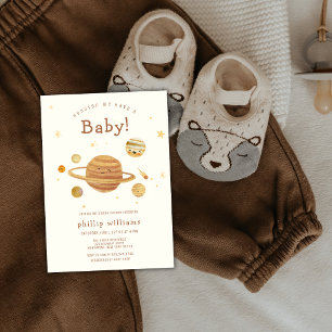 Invitation Baby Shower Espace Nébuleux Bohème Neutre 