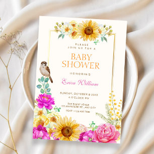 Invitation Baby shower esthétique floral