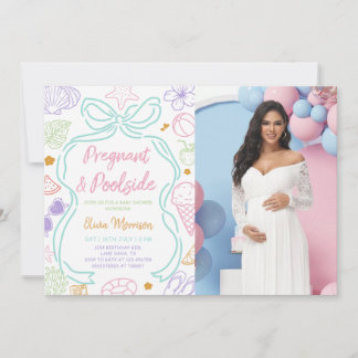 Invitation Baby Shower Estival Piscine et Femme Enceinte Dess