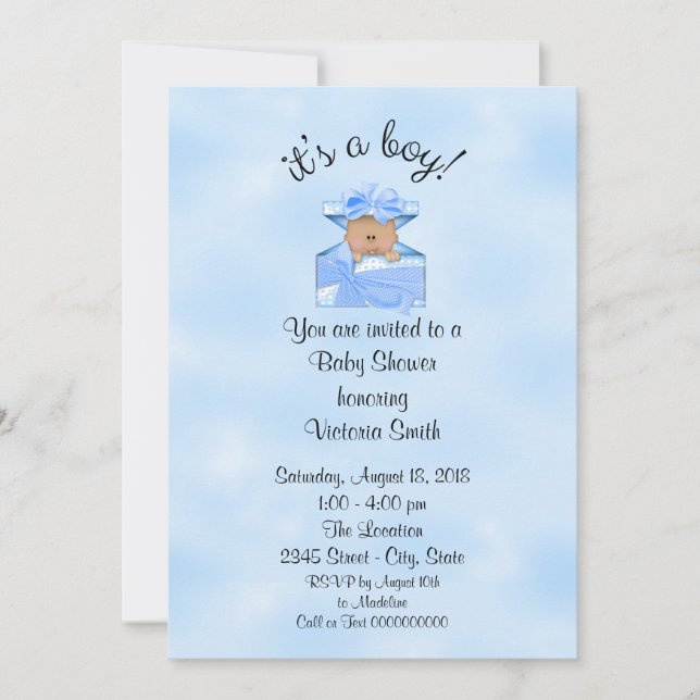 Invitation Baby shower Ethnic Baby Boy (Devant)