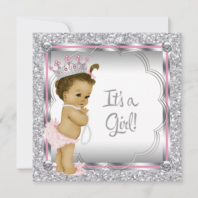 Invitation Baby shower ethnique afro-américain de princesse r (Devant)
