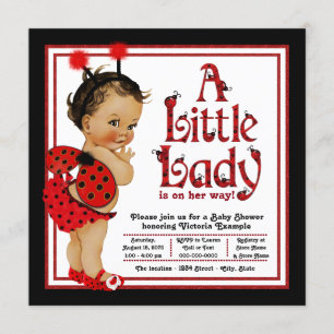 Invitation Baby shower ethnique de coccinelle de fille de