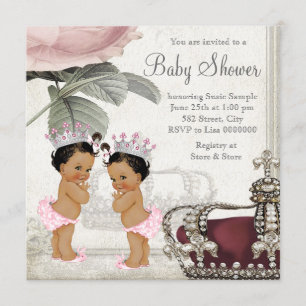 Invitation Baby shower ethnique de princesse Twin Girl