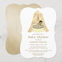 Baby shower Ethnique En Or Lit Garçon Ou Fille Inv