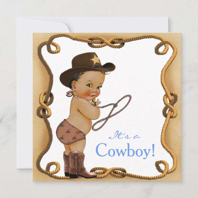 Invitation Baby shower Ethnique Little Cowboy (Devant)