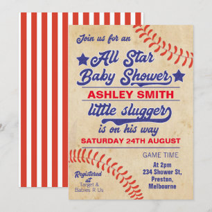 Invitation Baby shower Étoile Ou Baseball