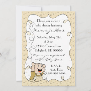 Invitation baby shower. Étoiles/Bébé/Or/Noir