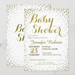Invitation Baby shower   Étoiles de Parties scintillant d'or