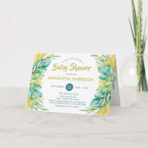 Invitation Baby shower Eucalyptus Feuilles Déchets Raffle 2 e