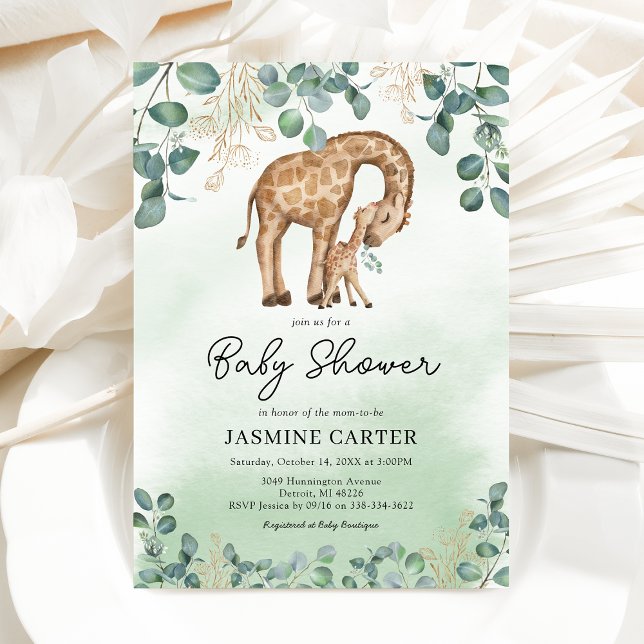Invitation Baby shower Eucalyptus Giraffe (Créateur téléchargé)