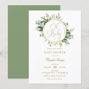Invitation Baby shower Eucalyptus Gold