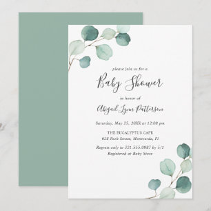 Invitation Baby shower Eucalyptus Neutre Genre